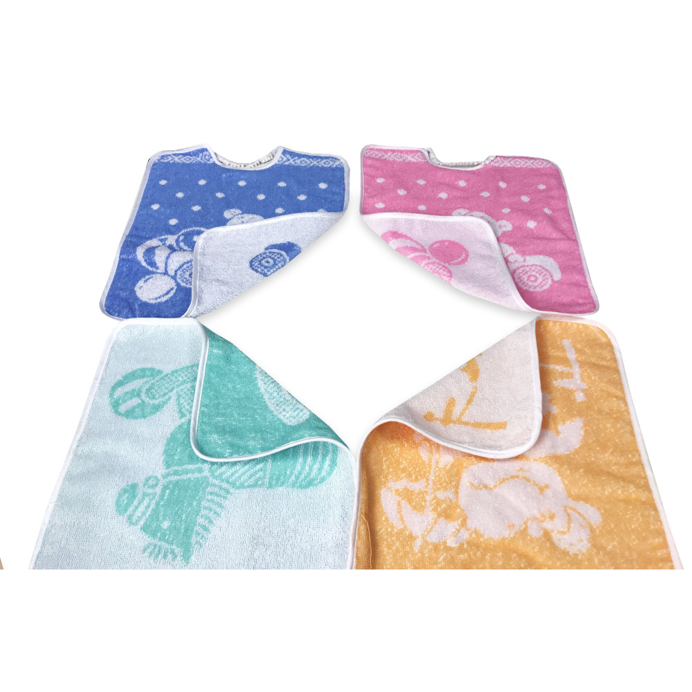 SET 6 BAVAGLINI BAVETTE bambino JACK © cm. 30x39 misura MAXI bavaglio con elastico puro cotone