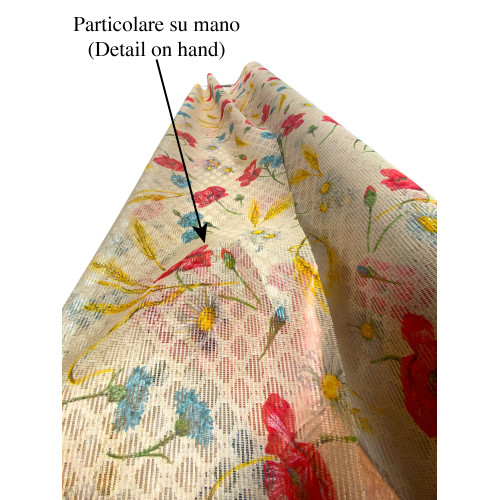 Poppy Floral Fancy Meter Mosquito Net, Rhombus Net, 150 cm Height, Made in Italy, Easy Installation, Anti Insects