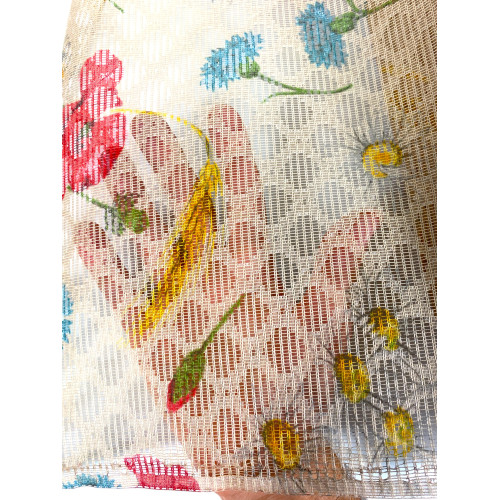 Poppy Floral Fancy Meter Mosquito Net, Rhombus Net, 150 cm Height, Made in Italy, Easy Installation, Anti Insects