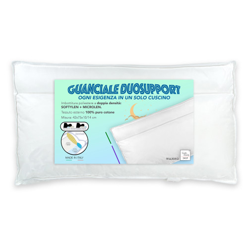 Guanciale DuoSupport con Doppia Imbottitura, Cuscino Letto Morbido e Duro, Innovativo Cuscino BiComfort in Poliestere e Cotone