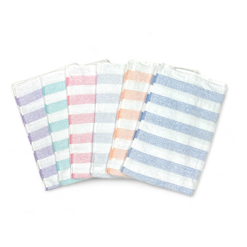 Set Asciugamani Bagno in Cotone Rigati 60x100 e 40x60, 6 Pezzi, 350 gr/mq, Colori unici, Made in Italy, Assorbenti e Morbidi