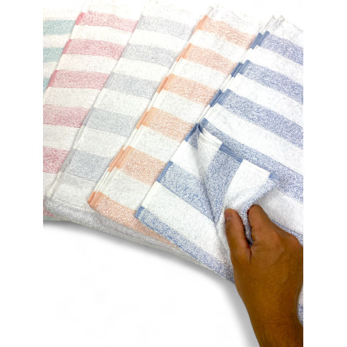 Set de serviettes de bain en coton rayé 60x100 et 40x60, 6 pièces, 350 gr/m², couleurs uniques, fabriqué en Italie, absorbant et