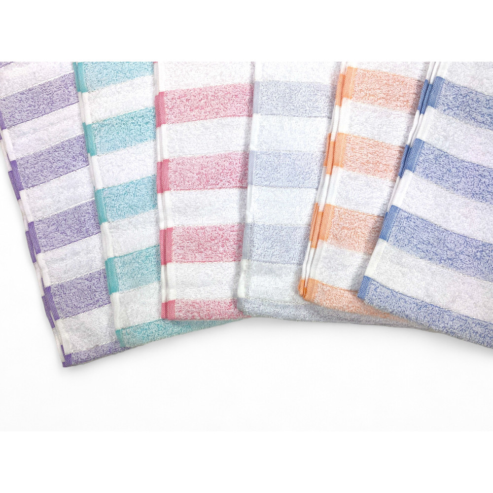Juego de toallas de baño de algodón a rayas 60x100 y 40x60, 6 piezas, 350 gr/m², colores únicos, Made in Italy, absorbente y sua