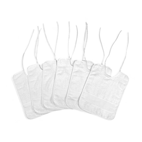 Set of 6 White Pure Cotton Bibs with Laces, Aida Canvas for Embroidery, Double Face 25x35 cm, High Resistance, Made in Italy