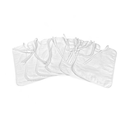 Set 6 Bavaglini Bianchi in Puro Cotone con Lacci, Tela Aida per Ricamare, Double Face 25x35 cm, Alta Resistenza, Made in Italy