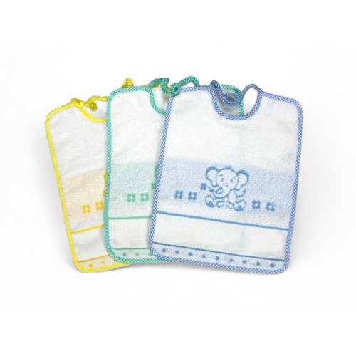 POPPY © MALE BABY BIB SET cm. 24x30 gag with elastic band and AIDA canvas