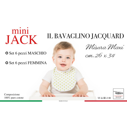 SET DE BAVOIR POUR GARÇONS ET FILLES MINI © JACK cm. Bâillon 26x34 avec élastique en pur coton