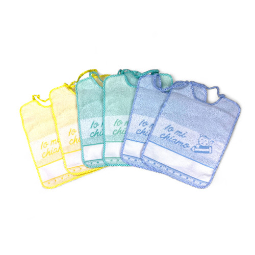 100% Cotton Kindergarten Bibs with AIDA Canvas to Embroider, 25x34 cm, Customizable Bibs Set "Io Mi Chiamo", Made in Italy