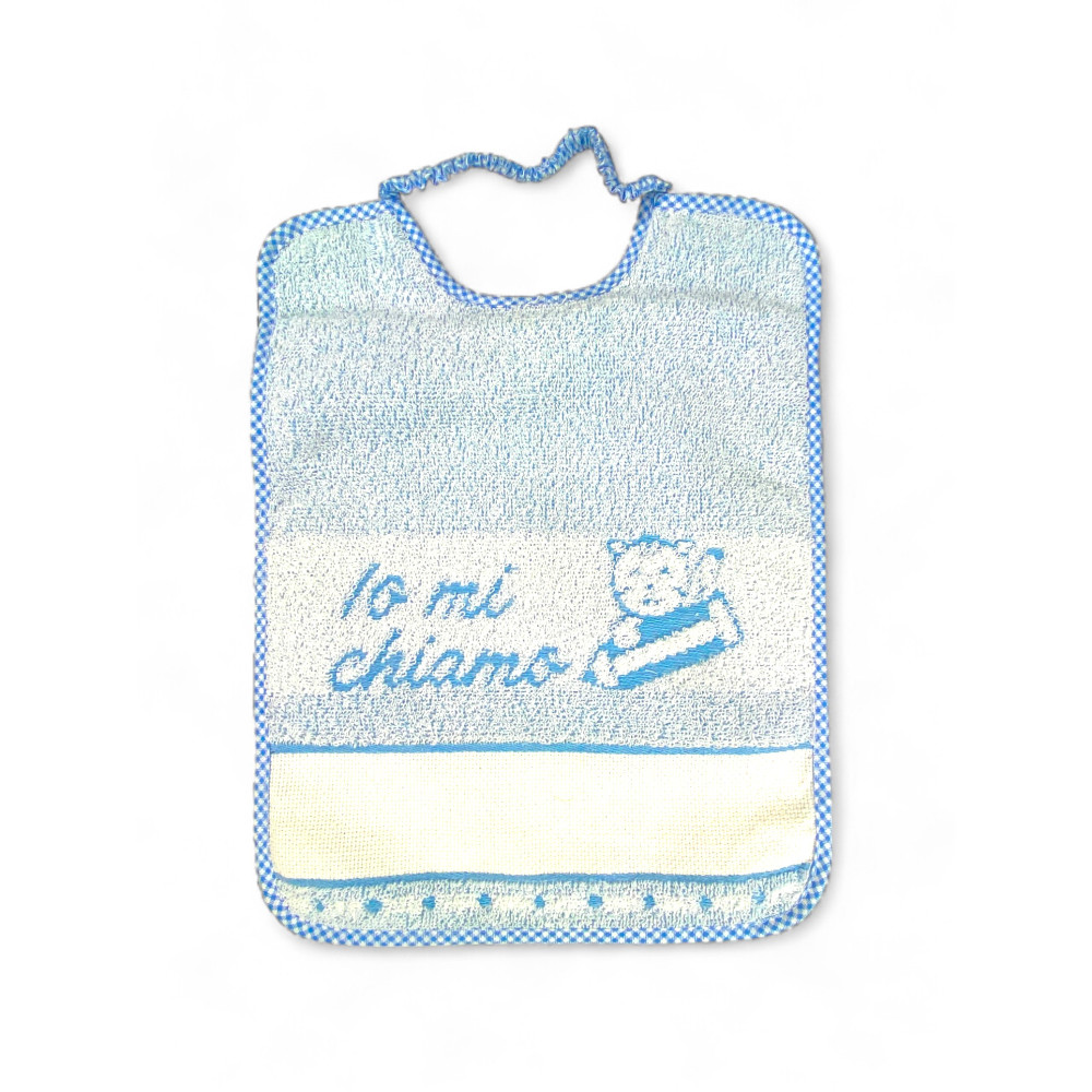 Baberos de Guardería 100% Algodón con Lona AIDA para Bordar, 25x34 cm, Set de Baberos Personalizables "Io Mi Chiamo", Made in It