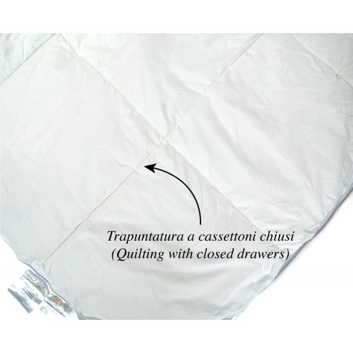 Winter Down Jacket in 100% Natural Pure Wool, Wool Emotion, Soft White Cotton Cover, Silver Profile, 500gsm