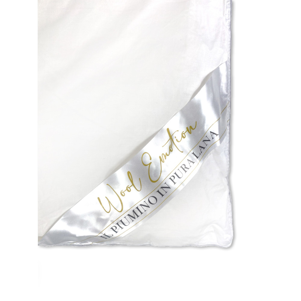 Piumino Invernale in pura Lana 100% Naturale, Wool Emotion, Rivestimento in Cotone Bianco Morbido, Profilo Argentato, 500gsm