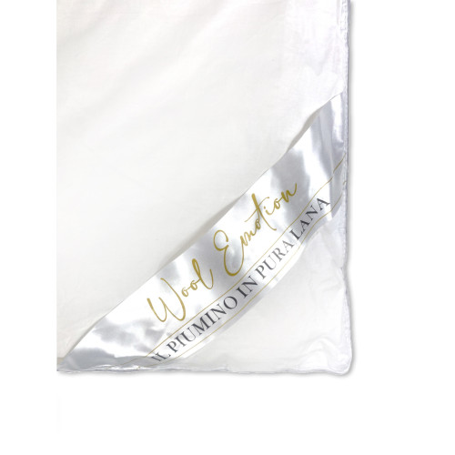 Plumífero de invierno en pura lana 100% natural, Wool Emotion, funda de algodón blanco suave, perfil plateado, 500 g/m²
