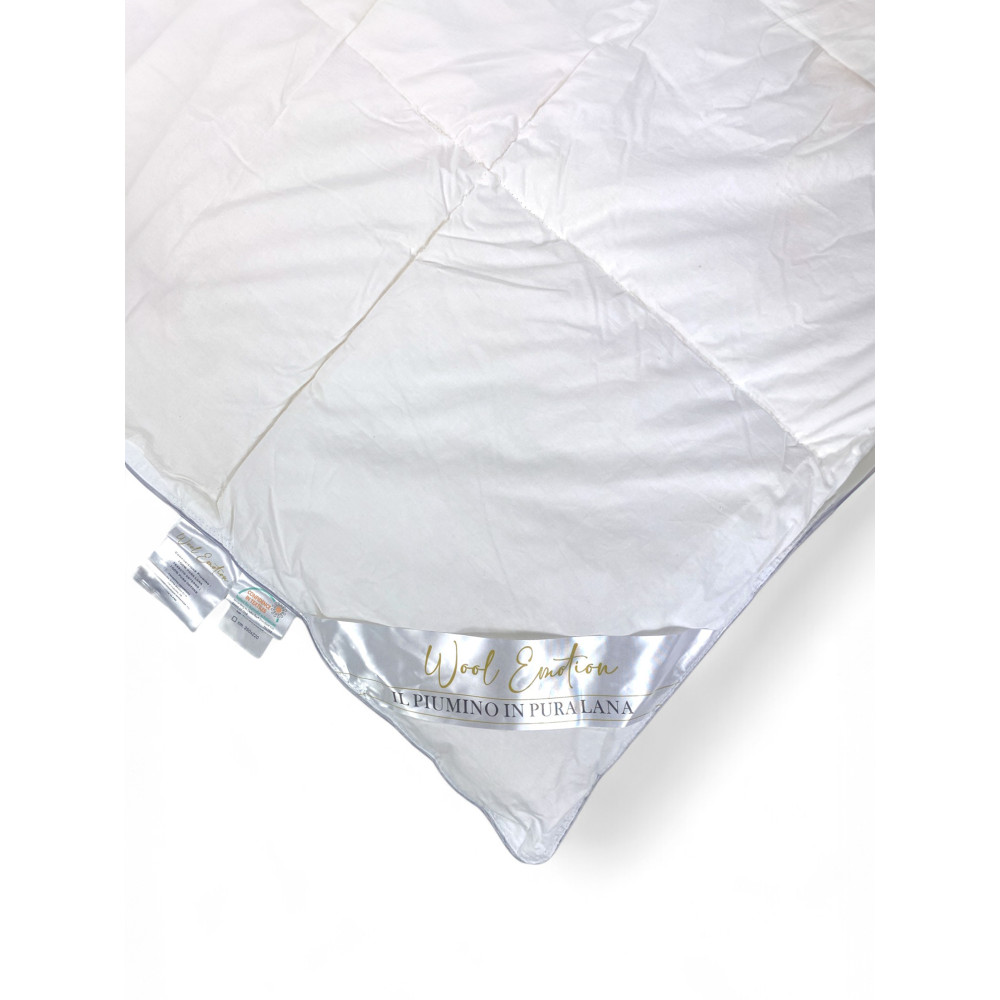 Doudoune d’hiver en pure laine 100% naturelle, Wool Emotion, Housse en coton blanc doux, profil argenté, 500g/m²