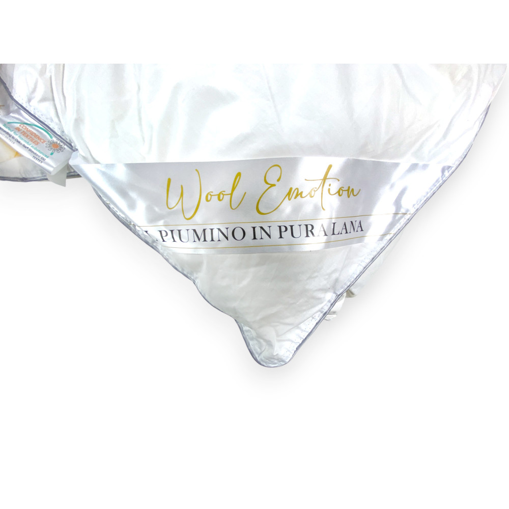 Doudoune d’hiver en pure laine 100% naturelle, Wool Emotion, Housse en coton blanc doux, profil argenté, 500g/m²