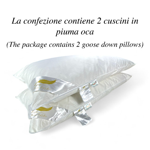 Oreillers en plumes, Lot de 2 oreillers de lit double en plume d’oie 50x80 cm, 1100g, doux, hypoallergénique et ergonomique