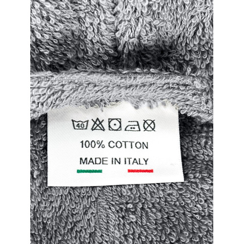 Bata de rizo chal sin capucha gris hecha de puro algodón made in Italy