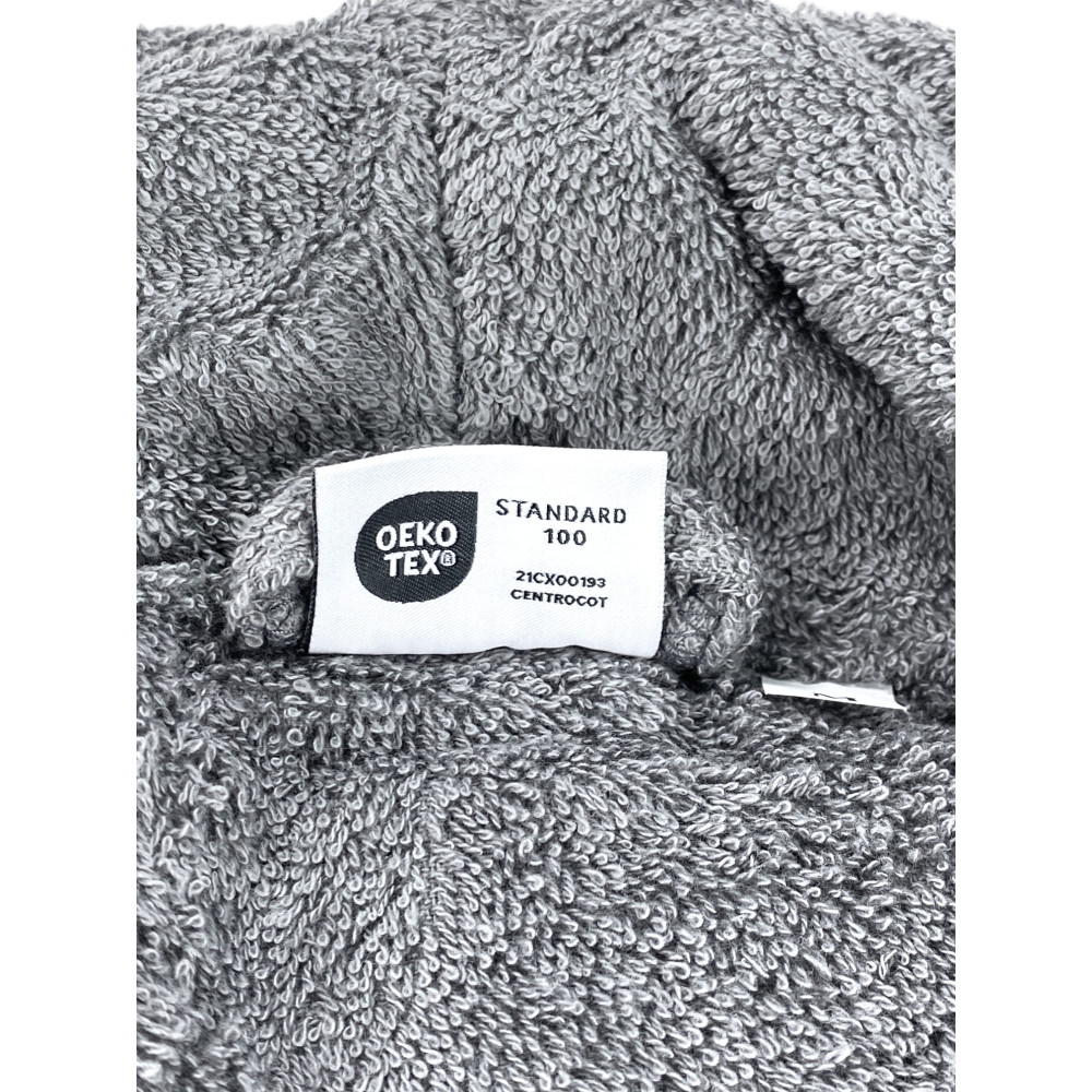Grey hoodless shawl terry robe made of pure cotton made in Italy