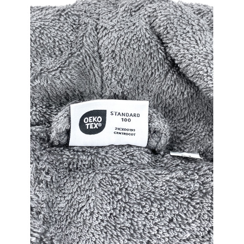 Grey hoodless shawl terry robe made of pure cotton made in Italy