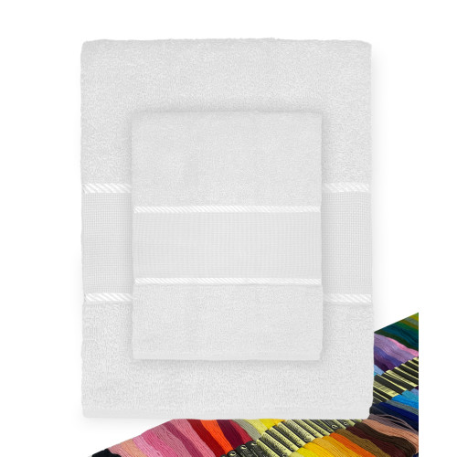 Set de Toallas Terry Aida Lienzo para Bordar Punto de Cruz 1+1 Cara E INVITADA con Hilo Gratis