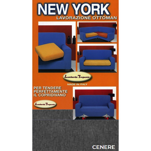 New York Stretch Sofa Cover in Aschgrau, kratzfest, für Sofas mit Armlehnen, Universal Sofa Cover, Made in Italy