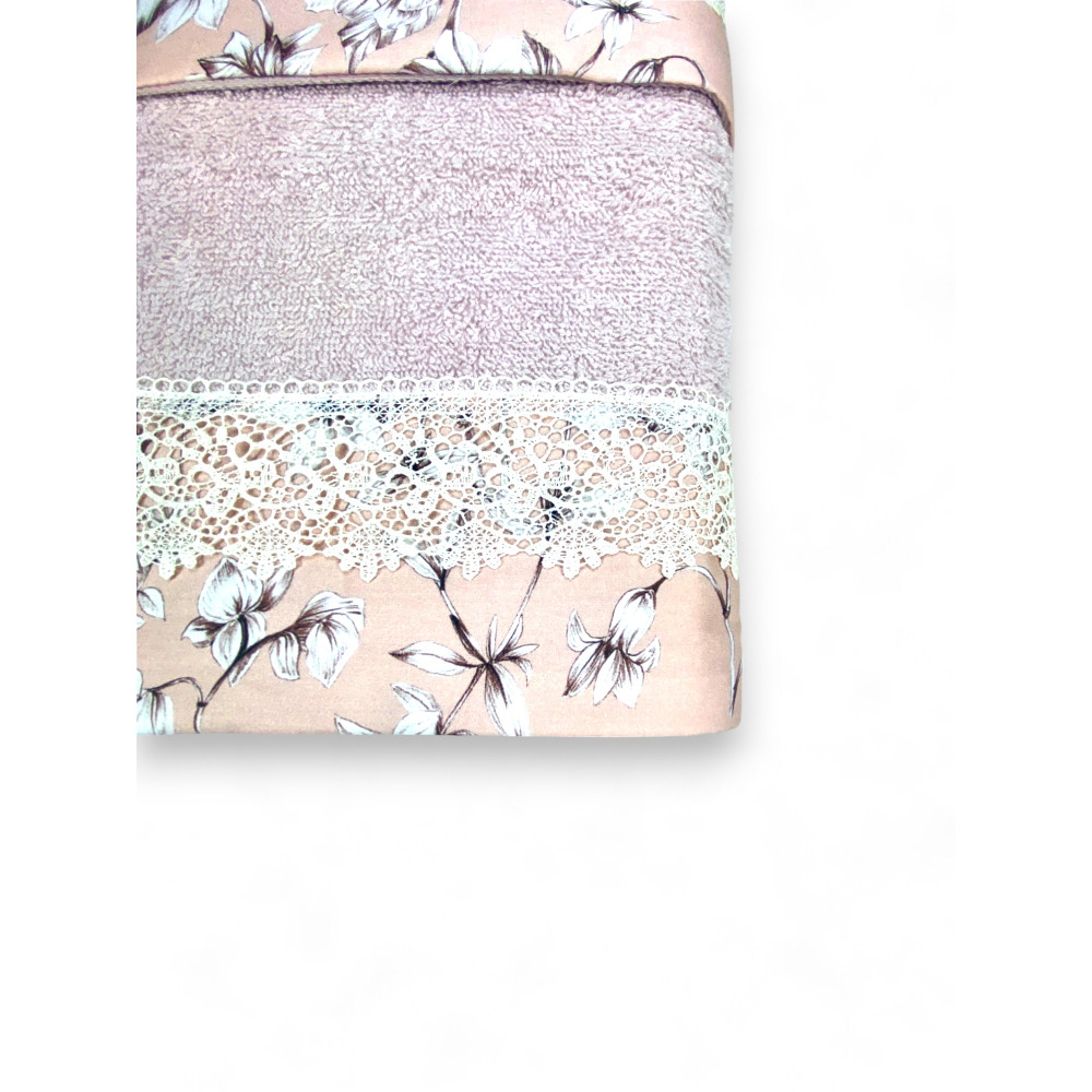 Set Asciugamani 1+1 Pizzo Macramè Glicine Rosa, Puro Cotone, Made in Italy, Idea Regalo, Confezione Elegante