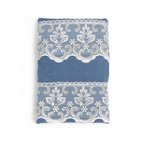 Set de serviettes 1+1 Macramé dentelle Malika Avio, pur coton, Made in Italy, Idée cadeau, Boîte élégante