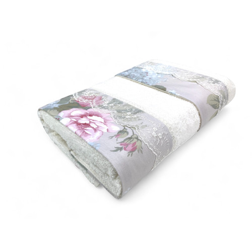 Set de serviettes 1+1 Macramé dentelle roseto crème, pur coton, Made in Italy, Idée cadeau, Boîte élégante