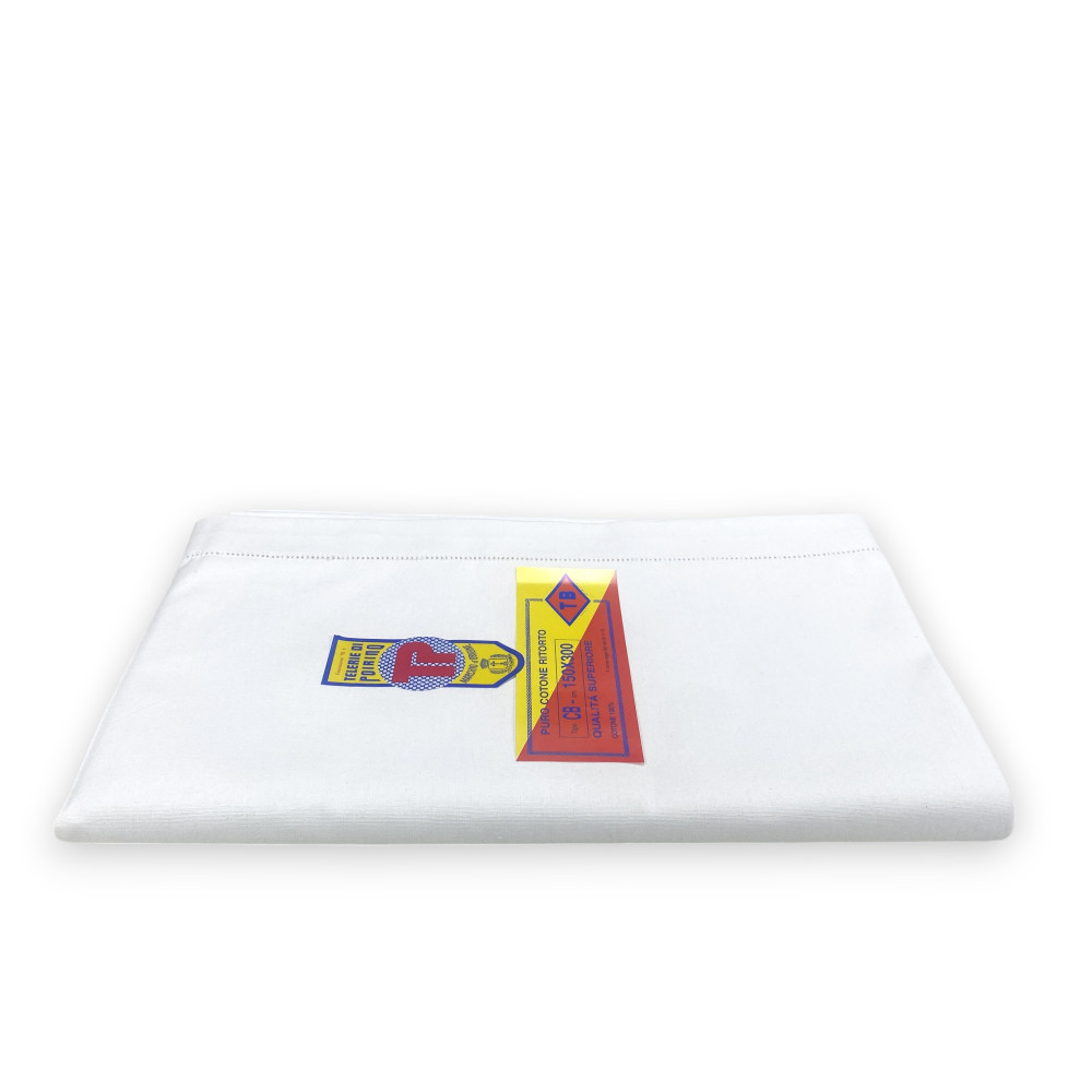 Tb Poirino twisted cotton top sheet, embroidered rimstitch, thick fabric - 3 sizes - made in italy