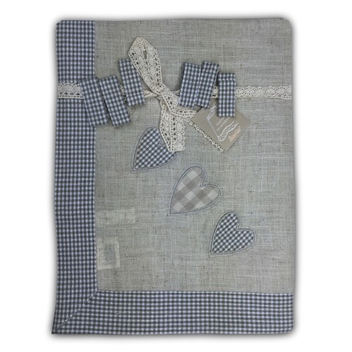 BEIGE MAGGIE HEART TIROLER TISCHDECKE MIT SERVIETTENRING