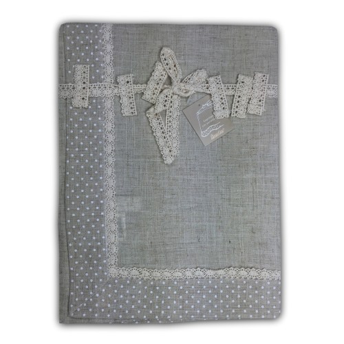 MANTEL TIROLESA MANTEL MOLLY LUNARES BLANCO CON SERVILLETERO