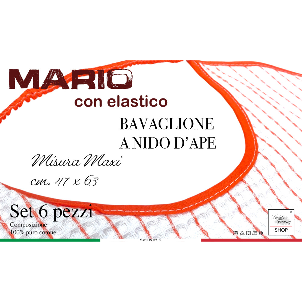 Mordaza para Adultos y Mayores con Banda Elástica MARIO | Juego de nido de abeja de algodón de 6 piezas, absorbente, 47x63 cm |