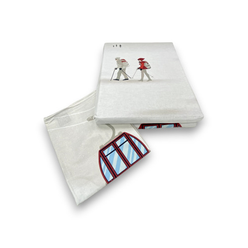 Tyrolean Skiers Pattern Duvet Cover in Double-Sided Cotton | Single and Double Set with Co-ordinating Pillowcases | Washable