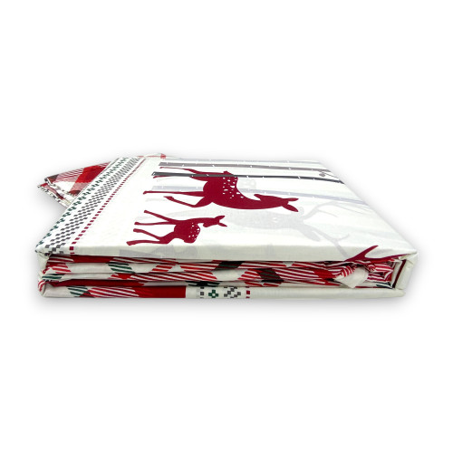 Copripiumino Fantasia Scozzese Cervo Rosso in Cotone Double Face | Matrimoniale 255x200 cm con 2 Federe | Lavabile