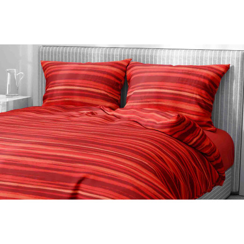Housse de couette Red Stripe en microfibre douce | Main de pêche | Lavable à la machine | Fabriqué en Italie
