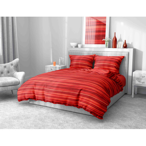 Housse de couette Red Stripe en microfibre douce | Main de pêche | Lavable à la machine | Fabriqué en Italie