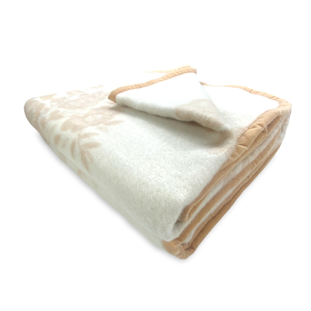Coperta Flower in 100% Pura Lana Morbida e Calda con Bordino in Velluto - Comfort ed Eleganza, Design Classico - Made in Italy