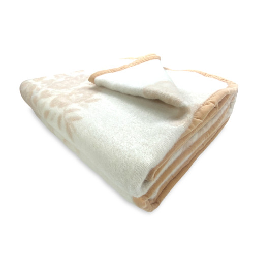 Blumendecke aus 100% reiner weicher und warmer Wolle mit Samtbordüre - Komfort und Eleganz, klassisches Design - Made in Italy