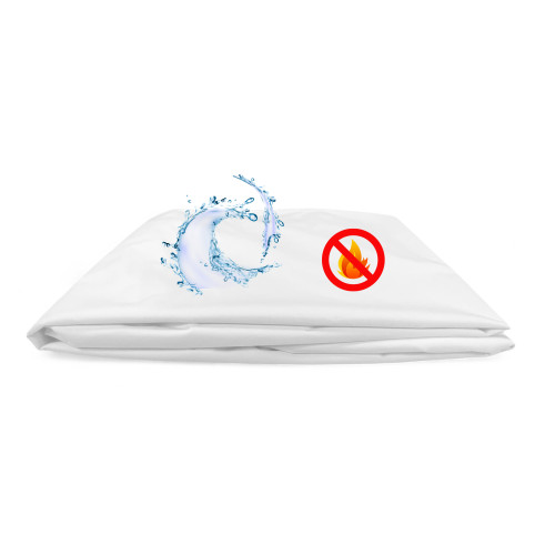 Housse de matelas imperméable « FUEGO » anti-acariens ignifuge classe 1, élastique, ligne hôtelière, fabriquée en Italie