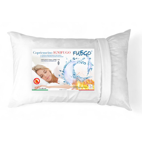 Waterproof Fireproof Pillow Cover "FUEGO" Class 1 with Zip Zip, Anti-mite, Made in Italy