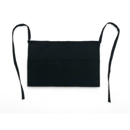 Tablier noir à la taille avec triple poche Gaspar, tissu de forage coton-polyester, résistant, fabriqué en Italie