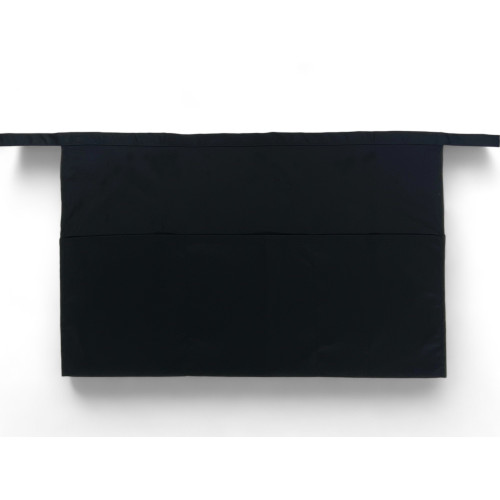 Tablier noir à la taille avec triple poche Gaspar, tissu de forage coton-polyester, résistant, fabriqué en Italie