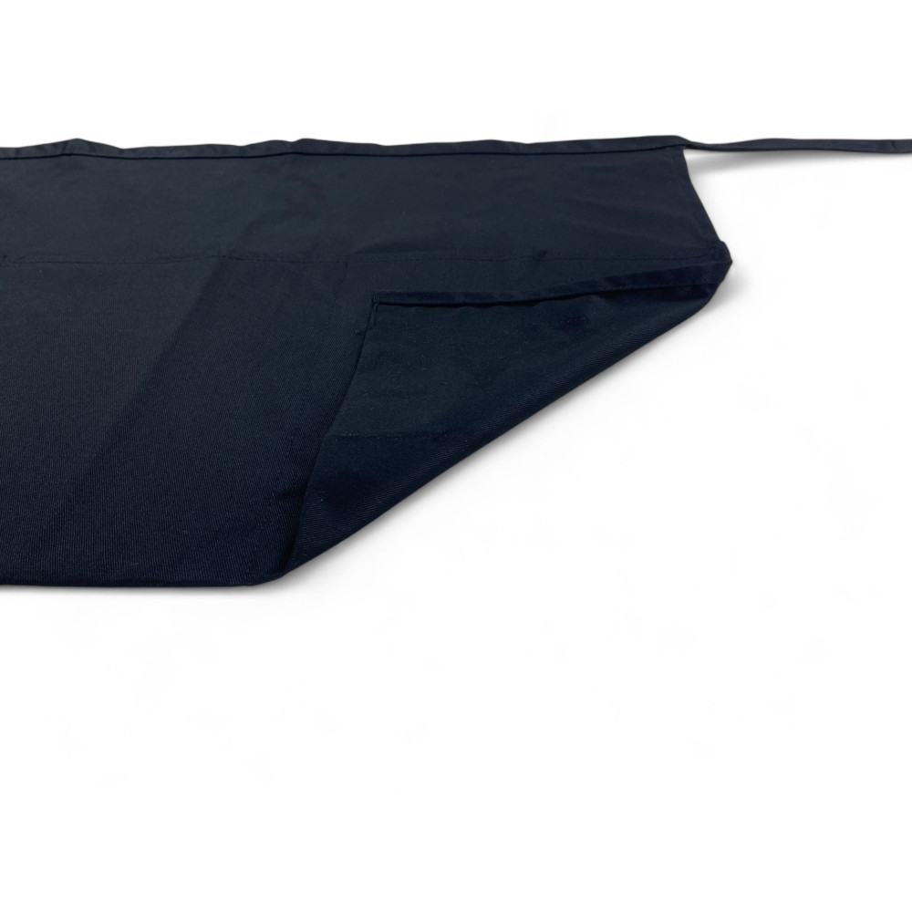 Black Waist Apron with Triple Gaspar Pocket, Cotton-Polyester Drill Fabric, Resistant, Made in Italy