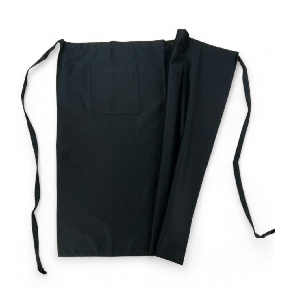 Tablier long de barman noir avec poche, tissu de forage en polyester, résistant, fabriqué en Italie