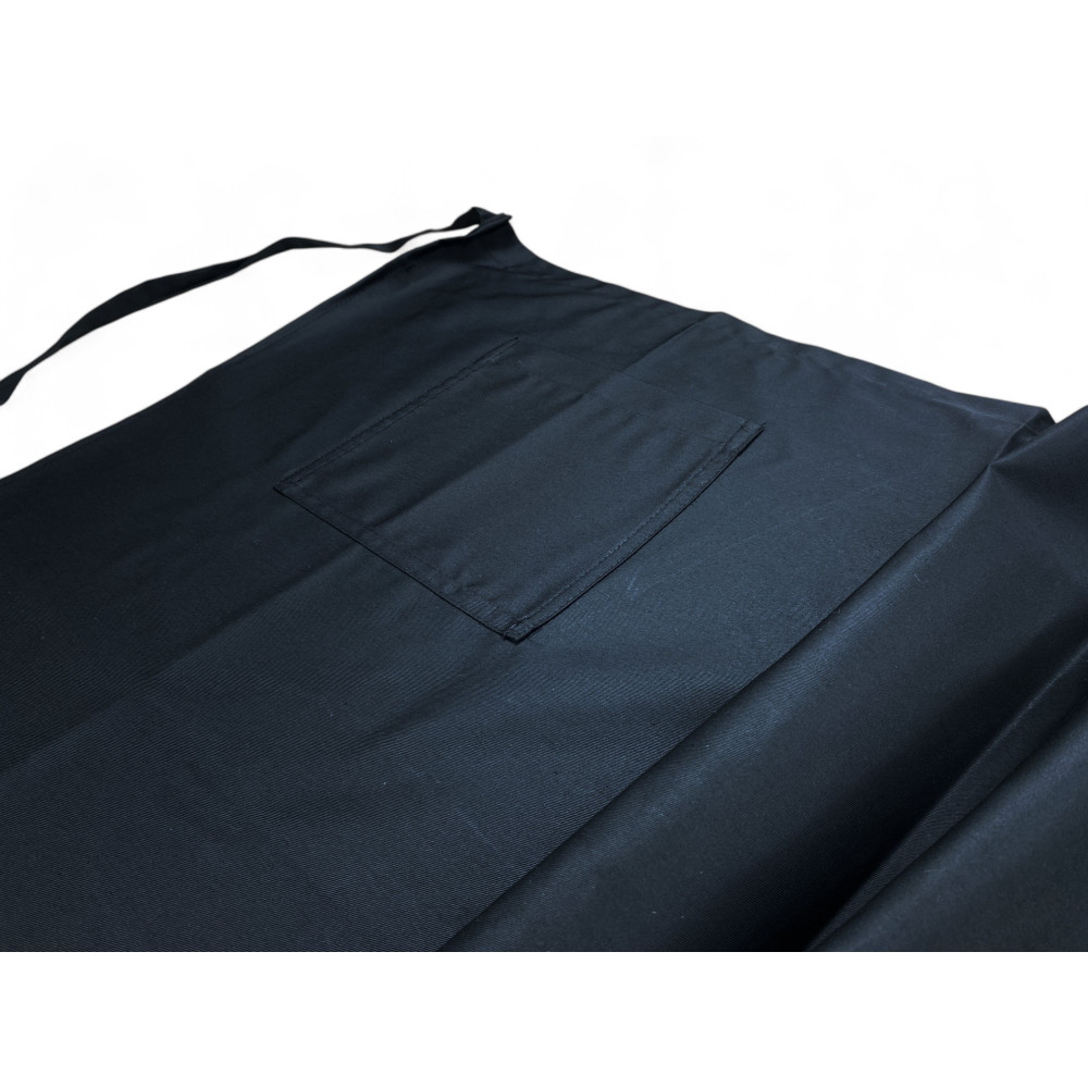 Tablier long de barman noir avec poche, tissu de forage en polyester, résistant, fabriqué en Italie