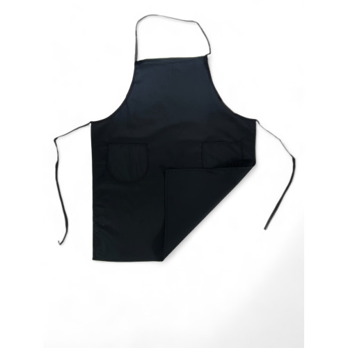 Black Kitchen Apron with Bib and 2 Pockets Alfio, Cotton-Polyester Drill Fabric, Resistant, Made in Italy