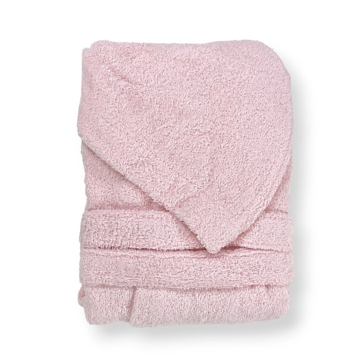 Albornoz de felpa de algodón hi tech rosa claro para niño con capucha, 400 gr/m², Tex Family, Made in Italy