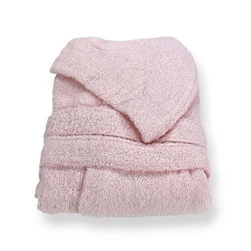 Albornoz de felpa de algodón hi tech rosa claro para niño con capucha, 400 gr/m², Tex Family, Made in Italy