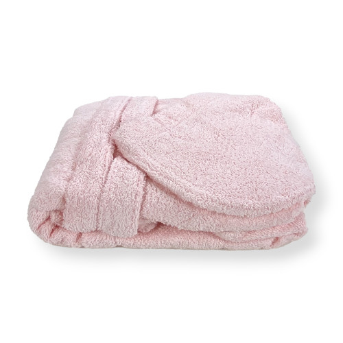 Peignoir en éponge de coton Hi Tech rose clair pour garçon avec capuche, 400 gr/m², Tex Family, Fabriqué en Italie