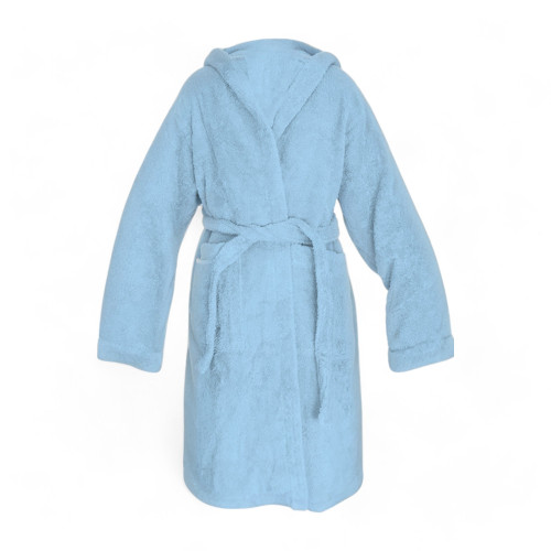 Hellblauer Bademantel aus Hi-Tech-Baumwollfrottee für Jungen mit Kapuze, 400 gr/m², Tex Family, Made in Italy