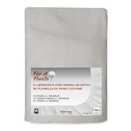 DRAP-HOUSSE EN FLANELLE Flanelle grise Fior di Flonella © TOUTES LES TAILLES